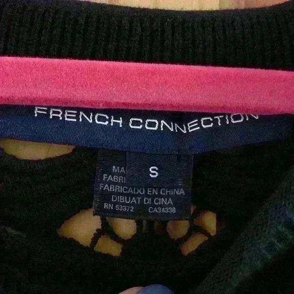 French Connection Black Black Quarter Length Sweater Open Lace Back - Picture 2 of 4